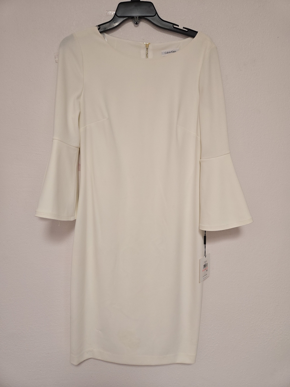 Calvin Klein Ivory Bell-Sleeve Sheath Dress